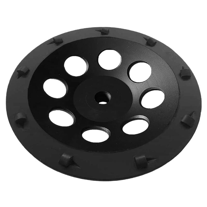 EDiamondTools 7" PCD Grinding Wheel for Epoxy, Glue, Mastic and Paint, 9 PCD Segments, 5/8"-11 Threaded Arbor - Image 1